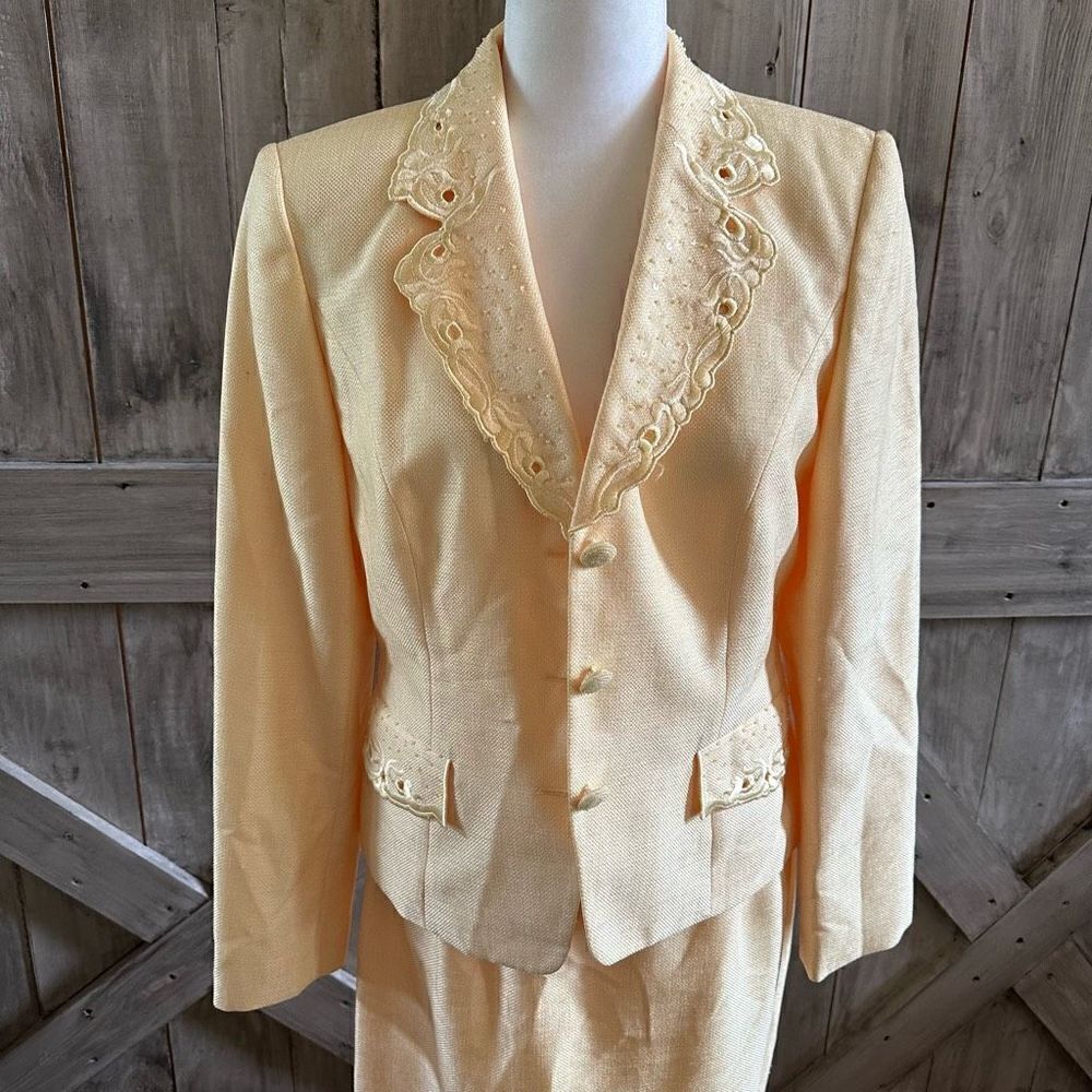 John Meyer of Norwich Yellow Set Skirt Blazer - Picture 2 of 13